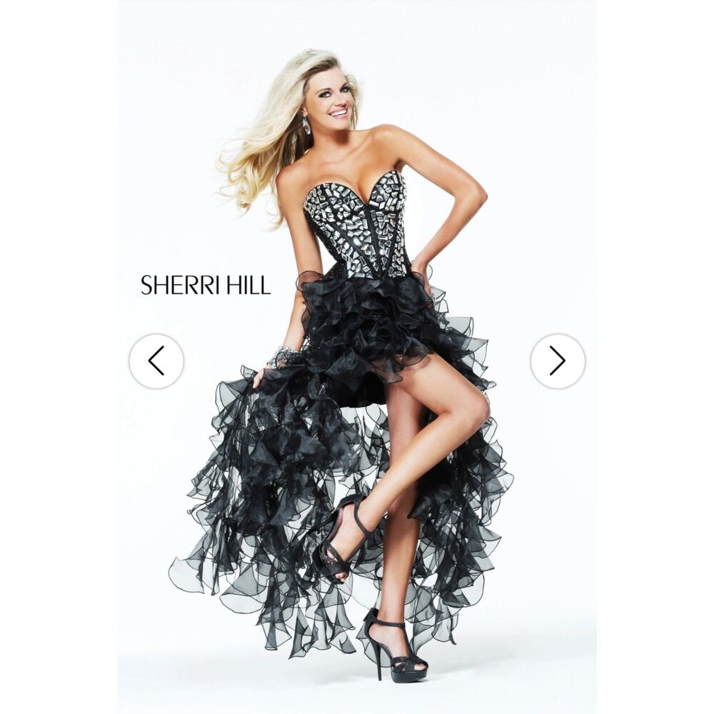 1012 Size 8 Sherri Hill corkscrew ruffle dress broken glass style crystals bead